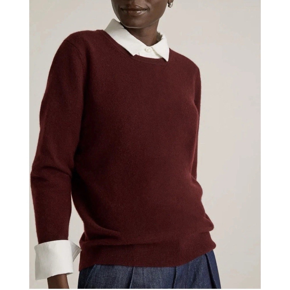 Quince Mongolian Cashmere Crewneck Sweater Rich‎ Burgundy Maroon Women's XS